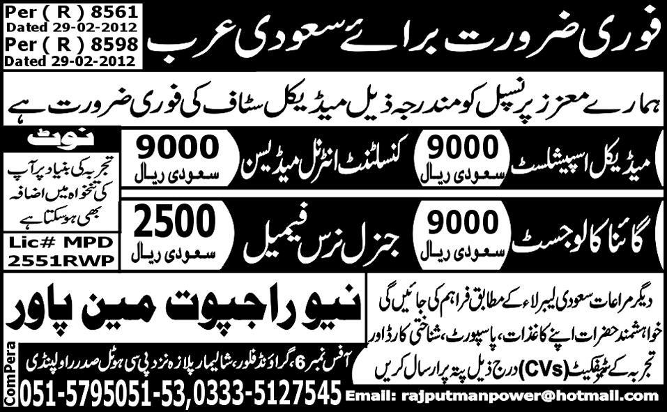 Medical Staff Required for Saudi Arabia