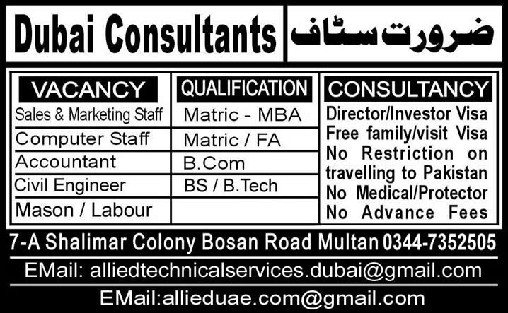 Jobs in Dubai UAE 2014 for Civil Engineers, Sales, Marketing & other Staff
