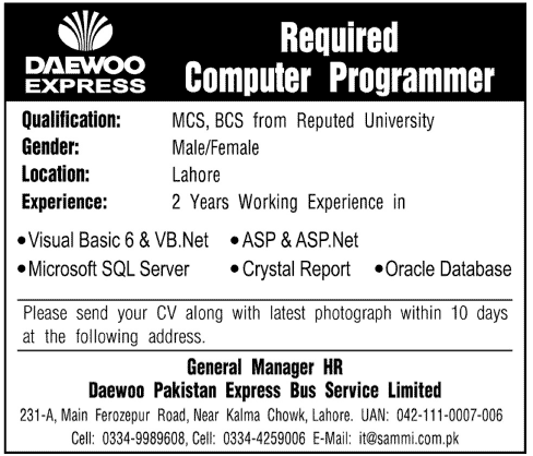 Computer Job Advertisement
