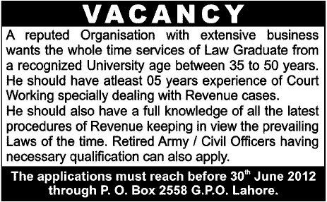 Law Graduate Required by a Private Organization