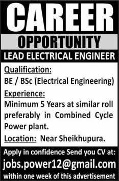 Electrical Engineering Jobs in Sheikhupura 2014 May