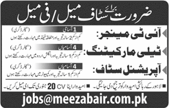Meezab Air Lahore Jobs 2018 IT Manager, Telemarketing & Operational Staff Latest