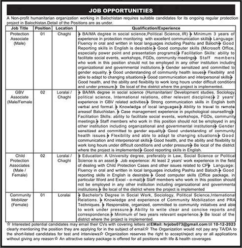 NGO Jobs in Balochistan December 2023 Child Protection Associates & Others Latest