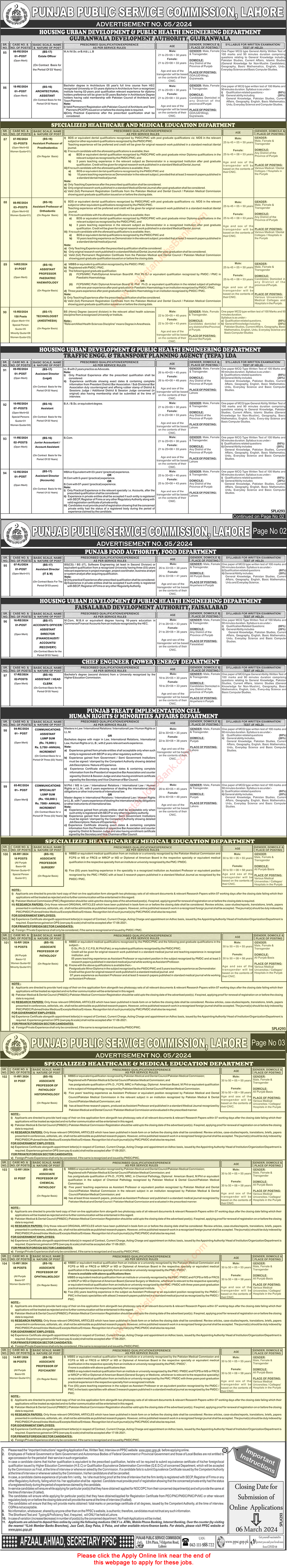 Specialized Healthcare and Medical Education Department Punjab Jobs February 2024 PPSC Apply Online Latest