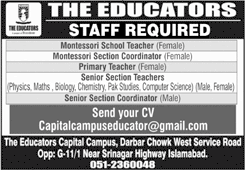 The Educators School Islamabad Jobs February 2024 Teachers & Coordinator at Capital Campus Latest