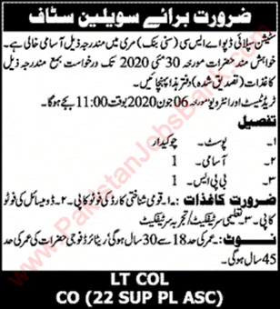 Chowkidar Jobs in Station Supply Depot Murree 2020 May ASC Pak Army Latest