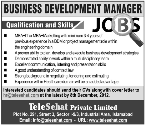 TeleSehat Pvt. Ltd. Job for Business Development Manager