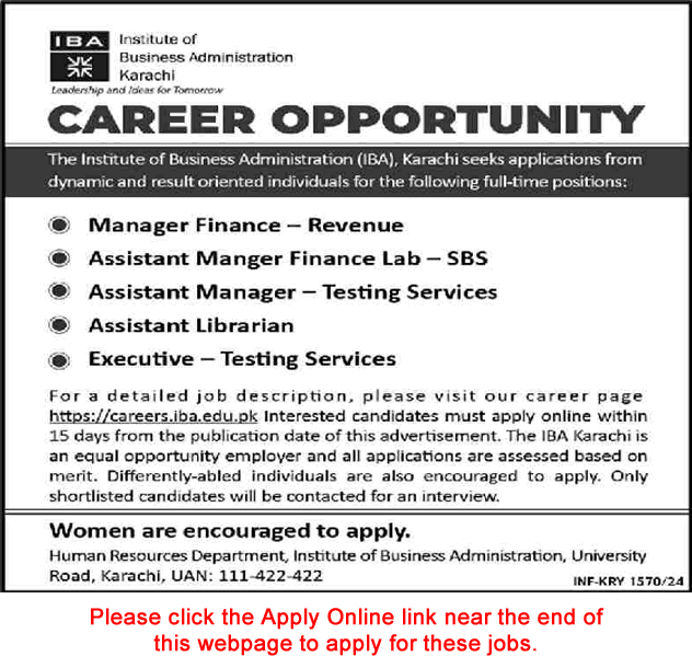 IBA Karachi Jobs May 2024 Apply Online Assistant Managers, Executives & Others Latest