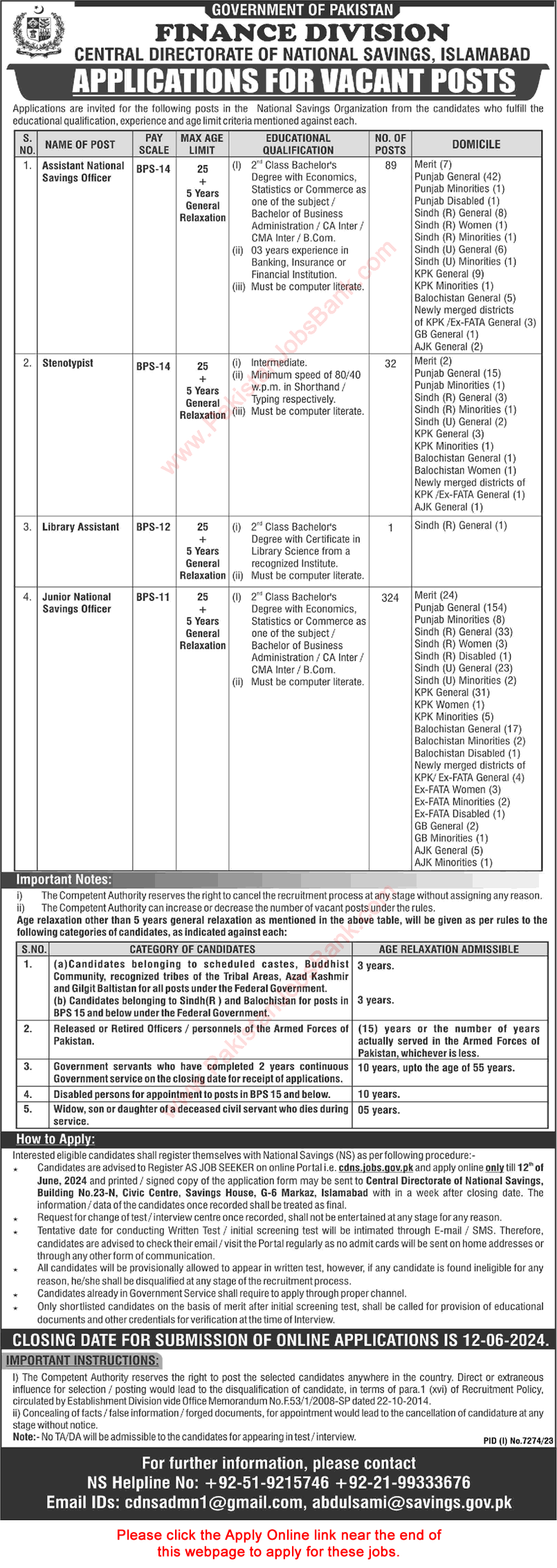 Central Directorate of National Savings Jobs 2024 May Apply Online National Savings Officers & Others Latest