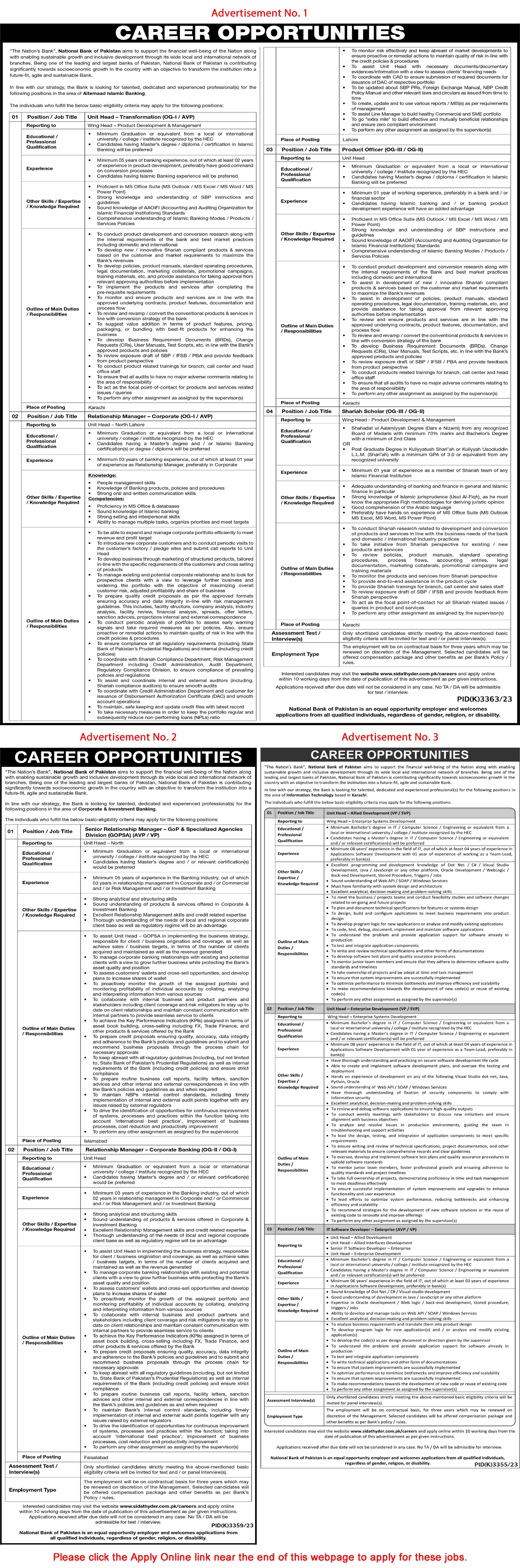 National Bank of Pakistan Jobs May 2024 Apply Online Relationship Managers & Others NBP Latest