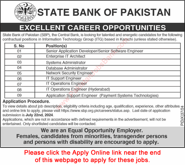 State Bank of Pakistan Jobs July 2024 Apply Online Software Engineers & Others SBP Latest
