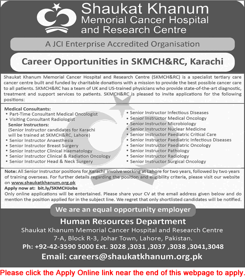 Shaukat Khanum Hospital Karachi Jobs December 2024 Apply Online Senior Instructors & Consultants Latest