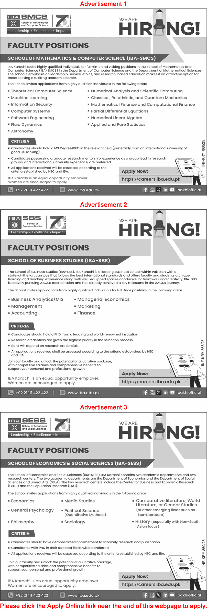 IBA Karachi Jobs March 2025 Apply Online Teaching Faculty Institute of Business Administration Latest