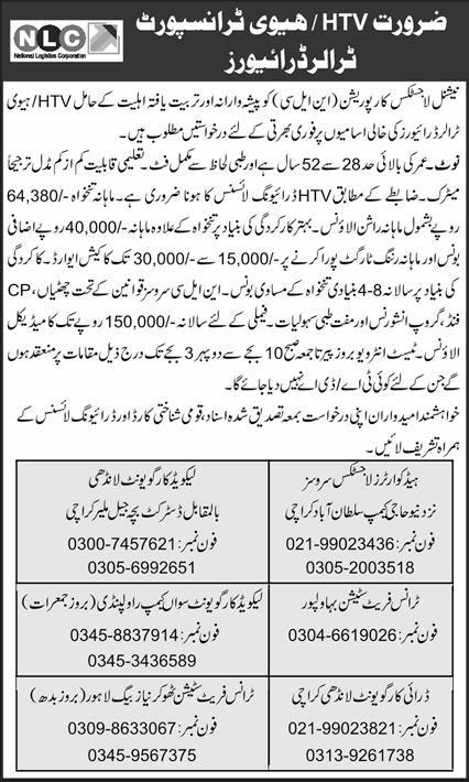 NLC HTV / Trailer Driver Jobs September 2024 National Logistics Corporation Latest