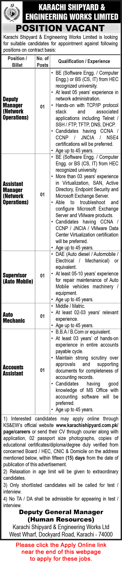 Karachi Shipyard and Engineering Works Jobs September 2024 October Apply Online KSEW Latest