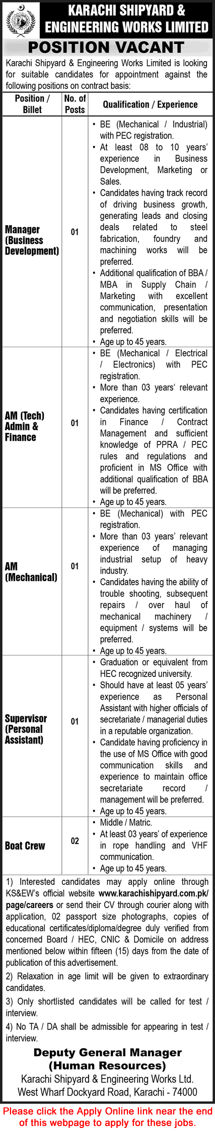 Karachi Shipyard and Engineering Works Jobs November 2024 Apply Online Assistant Managers & Others Latest