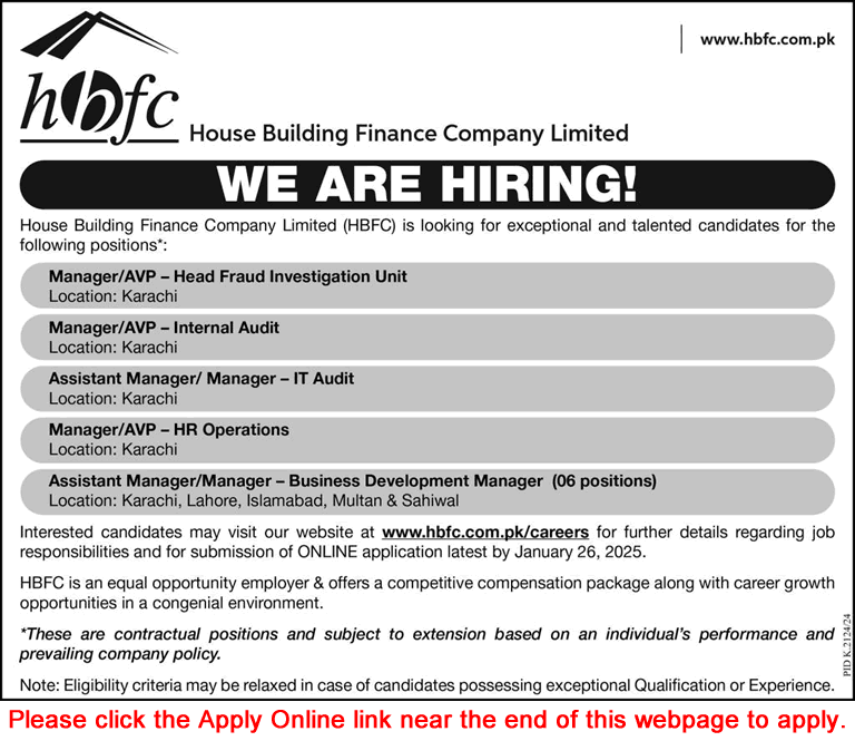 House Building Finance Company Jobs 2025 Apply Online Business Development Managers & Others HBFC Latest