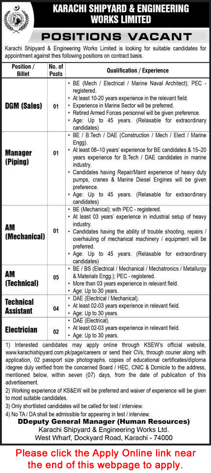 Karachi Shipyard and Engineering Works Jobs February 2025 Apply Online Technical Assistant, Managers & Others Latest