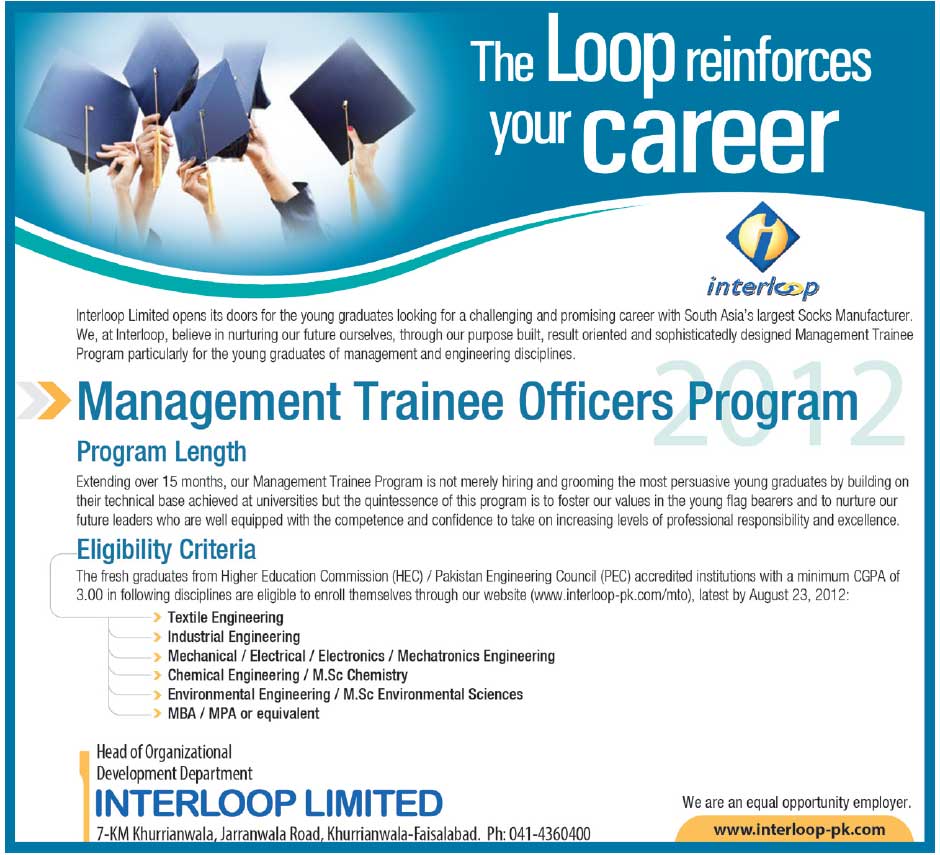 Management Trainee Officers Required By Interloop Company In Faisalabad 