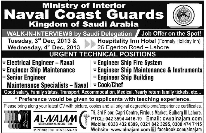 Engineering Jobs in Naval Coast Guards Saudi Arabia 2013 December ...