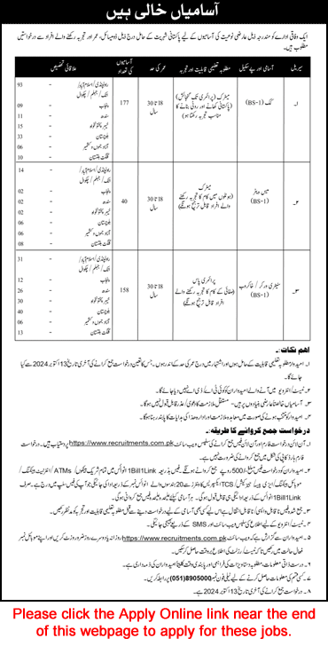 Ministry of Defence Jobs September 2024 October recruitments com pk Apply Online Cooks, Sanitary Workers & Waiters Latest