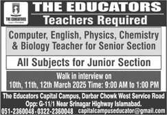 The Educators School Islamabad Jobs 2025 March Teachers at Capital Campus Walk in Interview Latest