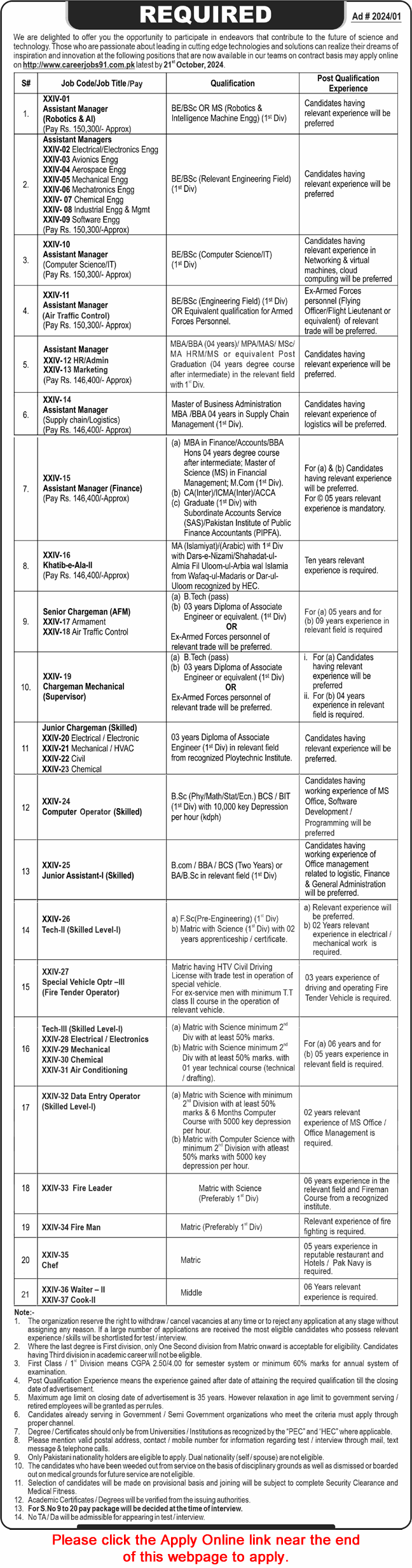 NESCOM / AERO / AWC Jobs October 2024 careerjobs91 com pk Apply Online Assistant Managers & Others Latest