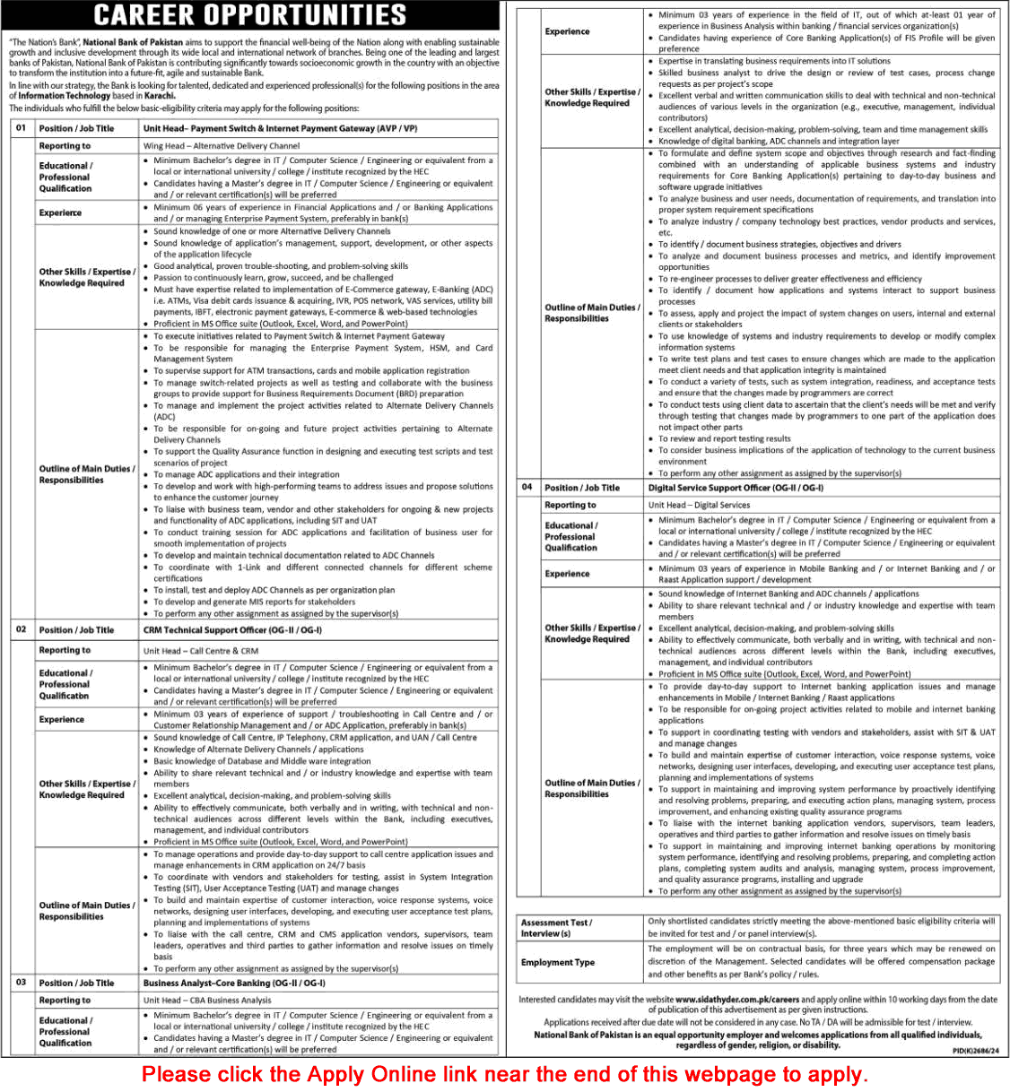 National Bank of Pakistan Jobs March 2025 Apply Online Technical Support Officer & Others NBP Latest