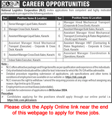 NLC Jobs September 2024 Apply Online Assistant Managers & Others National Logistics Corporation Latest