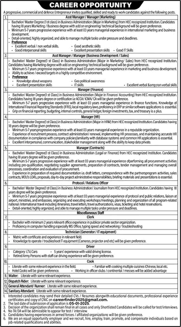 Private Company Jobs in Pakistan December 2024 / 2025 Assistant Managers, Clerk & Others Latest