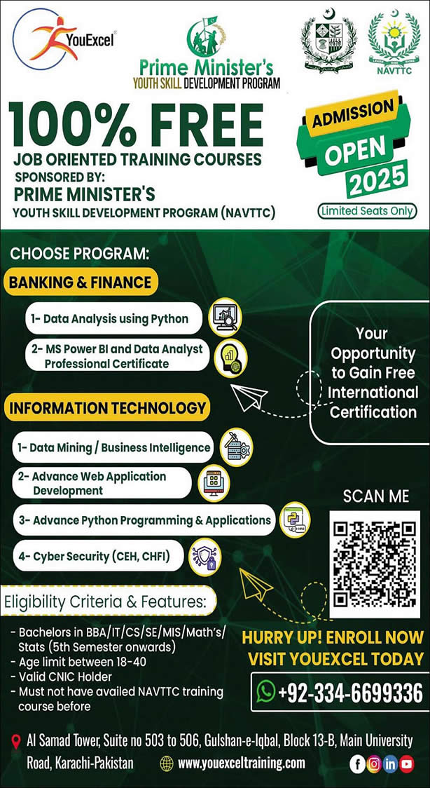 NAVTTC Free Courses 2025 You Excel Apply Online Prime Minister Youth Skills Development Program PMYSDP Latest